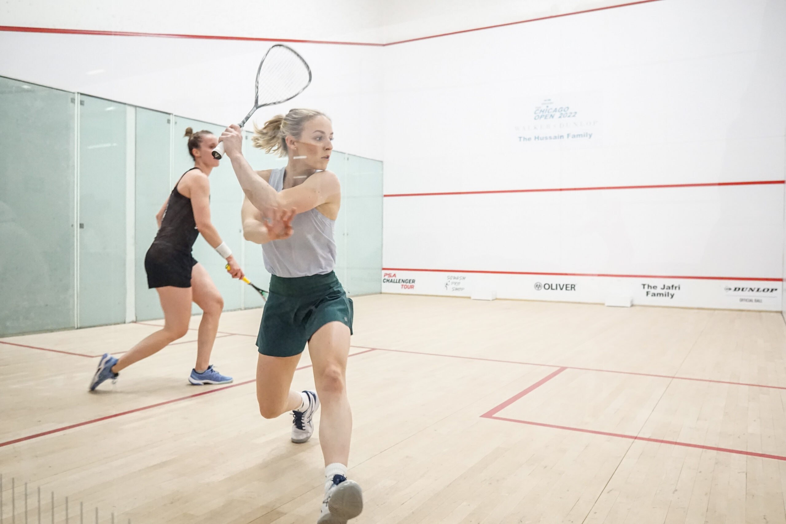 Alicia Mead and Haley Mendez in action during the second round of the Life Time Chicago Open