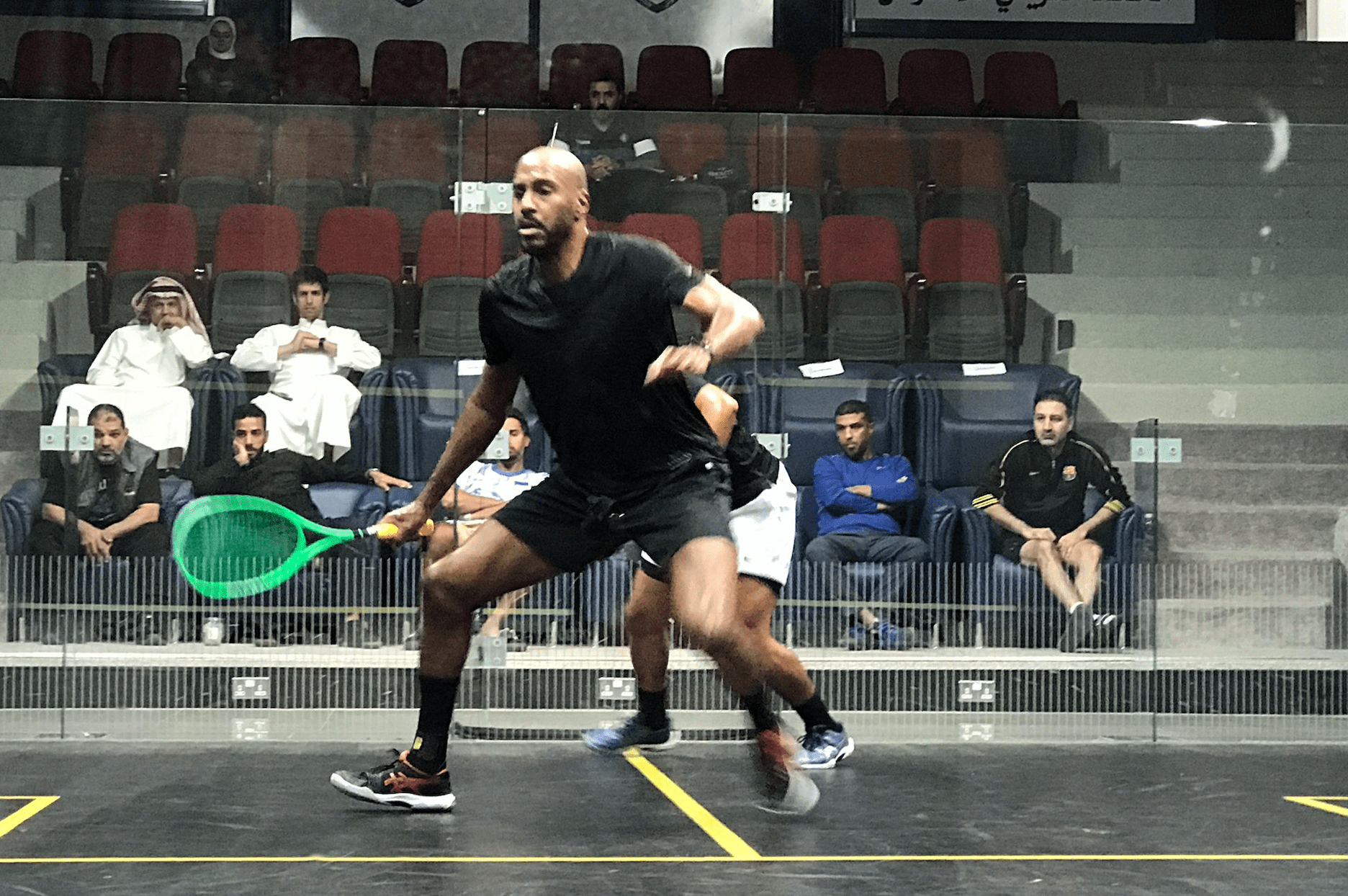 Falah Mohammad in action against Khaled Labib in Hawally