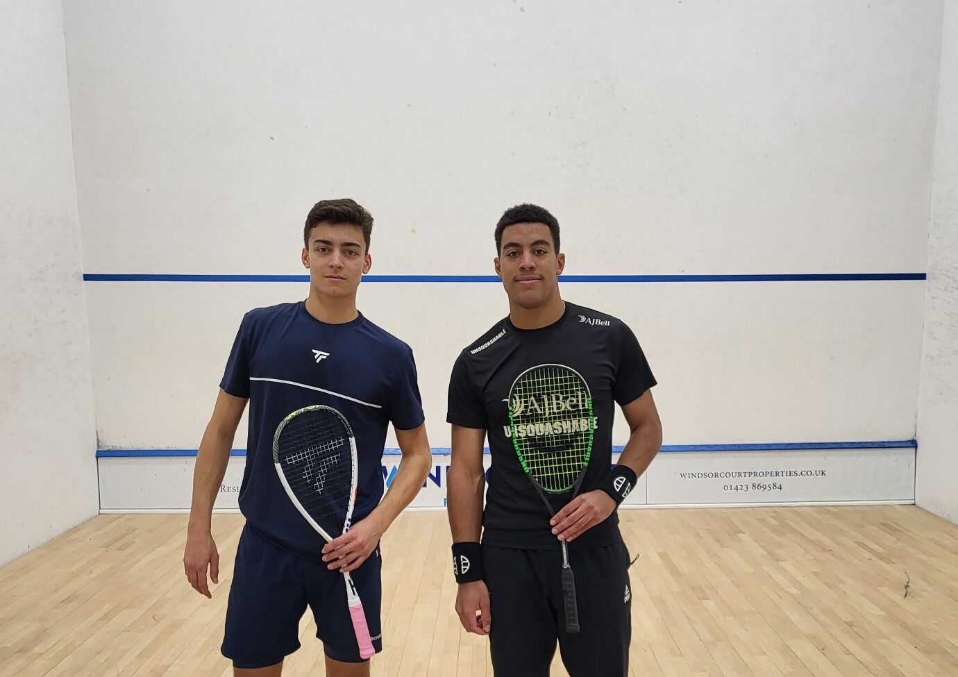 Laouenan Loaec (left) and Temwa Chileshe (right) on court prior to their first round match in Harrogate