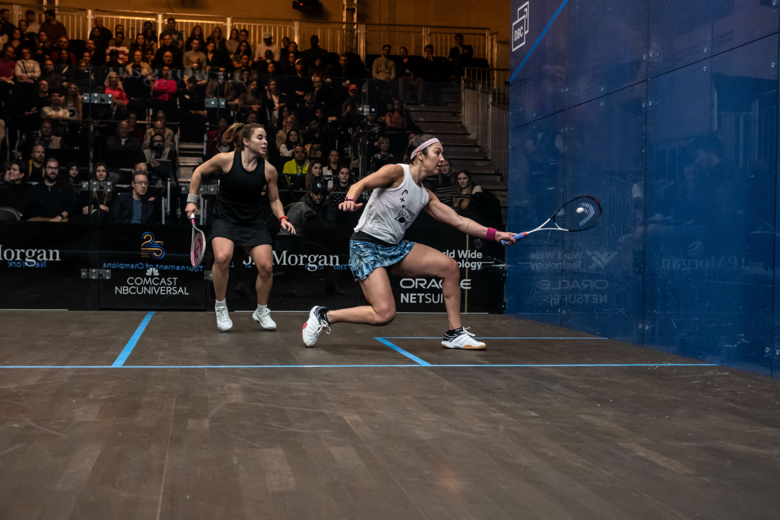 Amanda Sobhy (right) and Olivia Clyne (left) will both be in action in Toronto this week